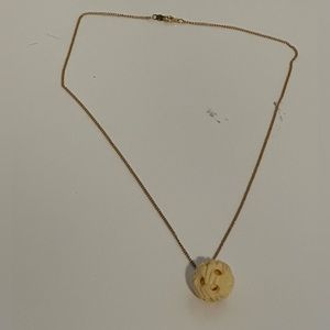 12K Gold Plated Necklace with Cream Colored Ball